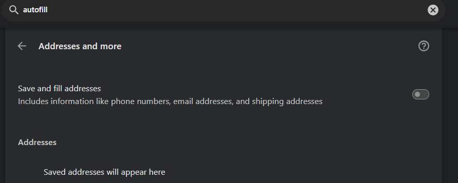 autofill addresses