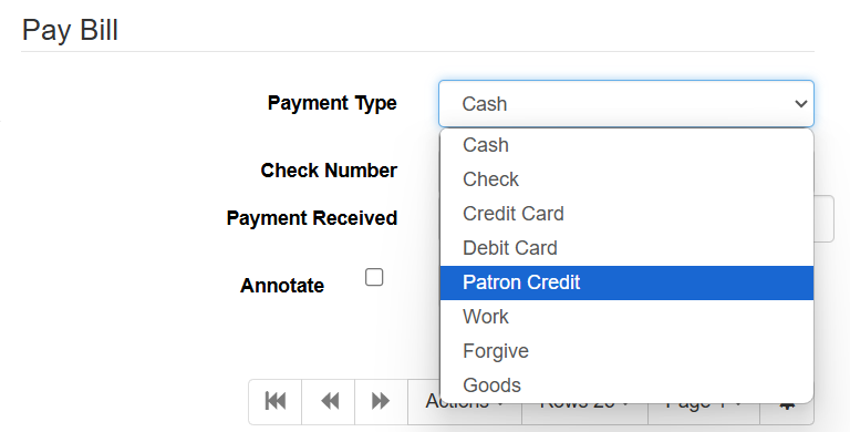 patron credit type