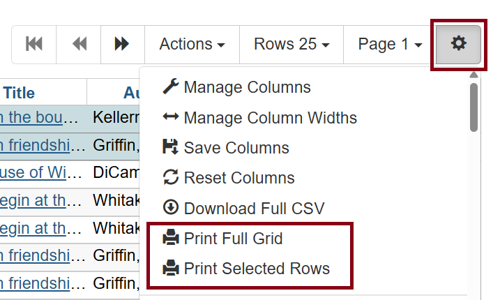 print grid options