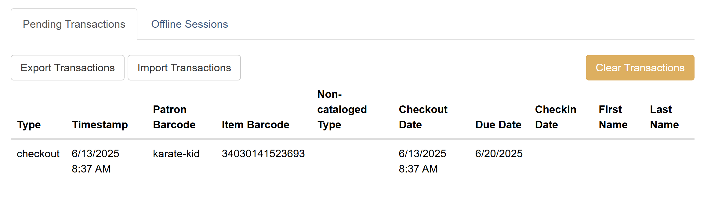 Pending transactions interface showing transaction list