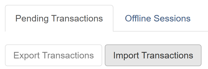 Session Management tab showing Import Transactions button
