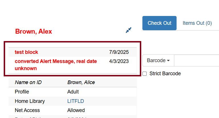 alerts patron summary