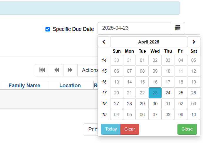 renew menu specific due date