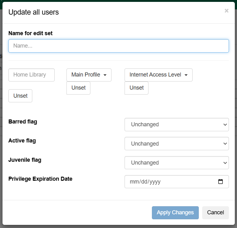 update all users form