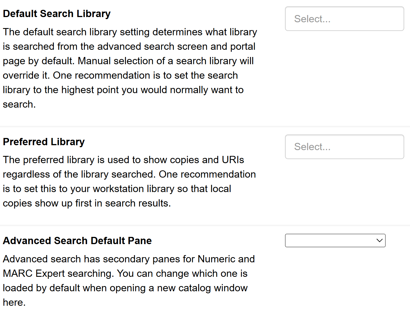 workstation search settings