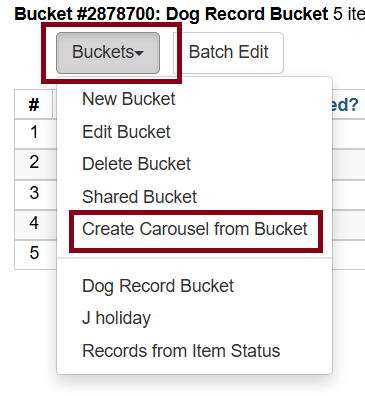 create carousel bucket