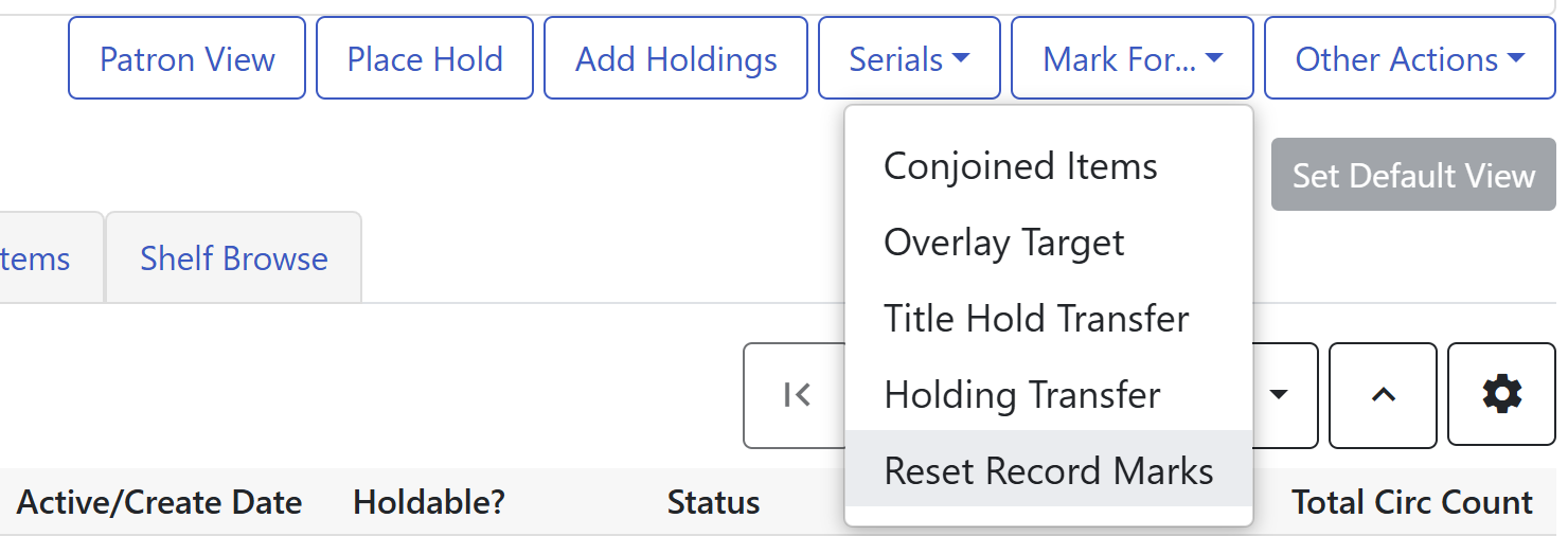 Reset Record Marks Option