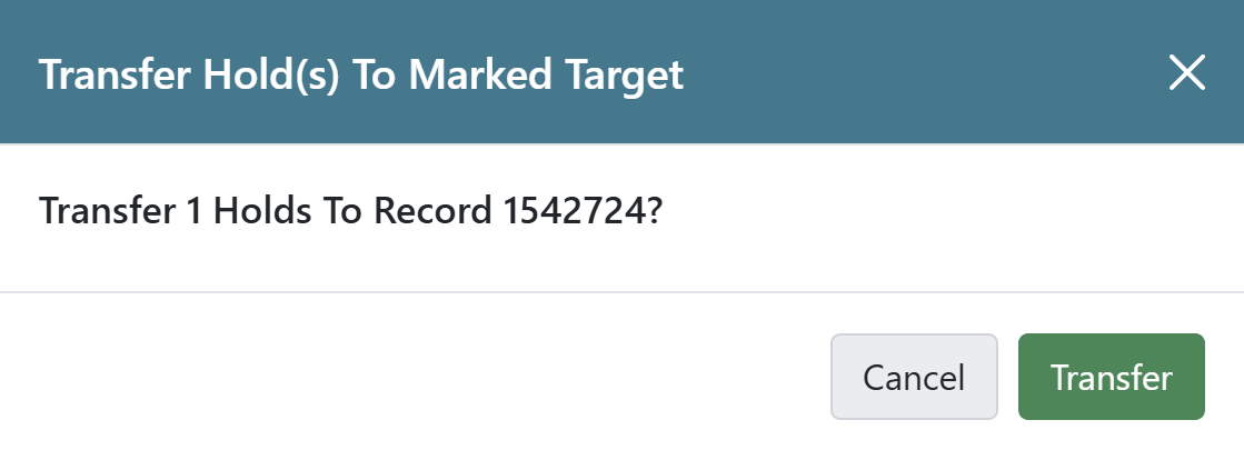 Transfer Confirmation Dialog