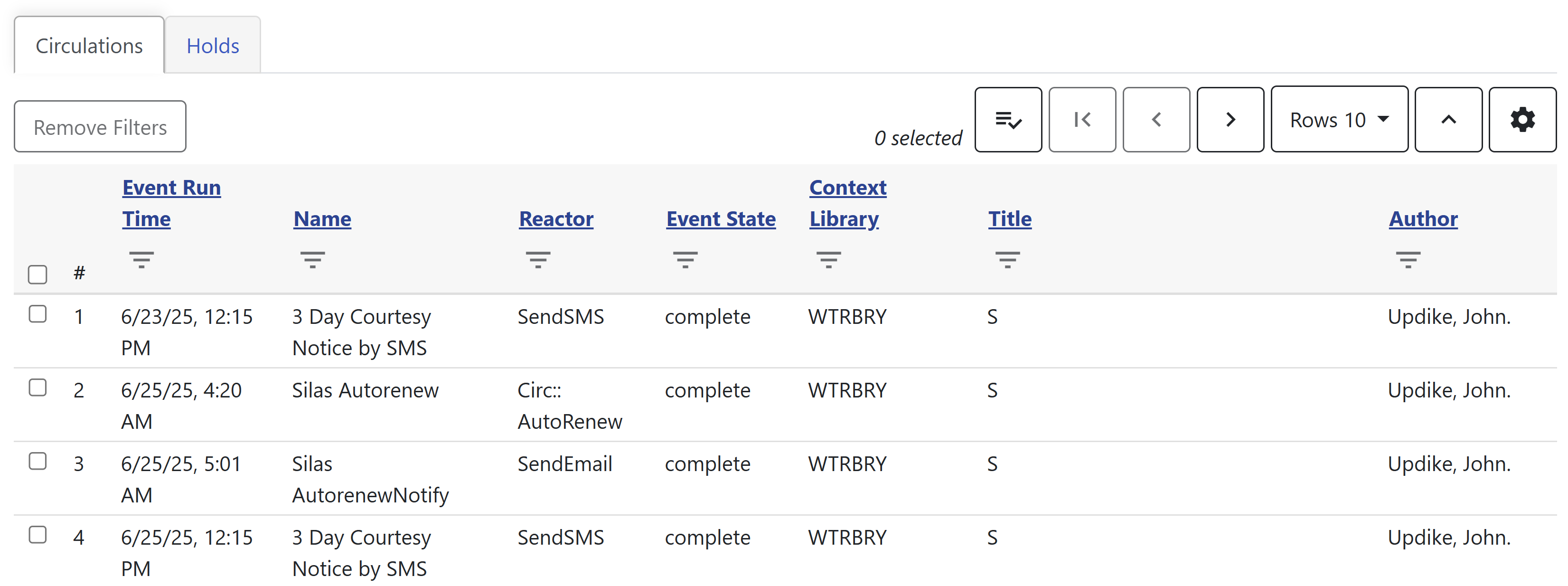 circ triggered events
