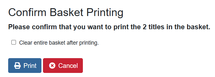 confirm print basket
