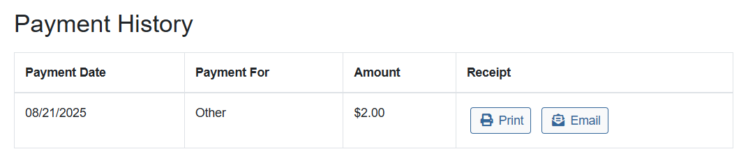 payment history menu