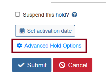 advanced hold options link