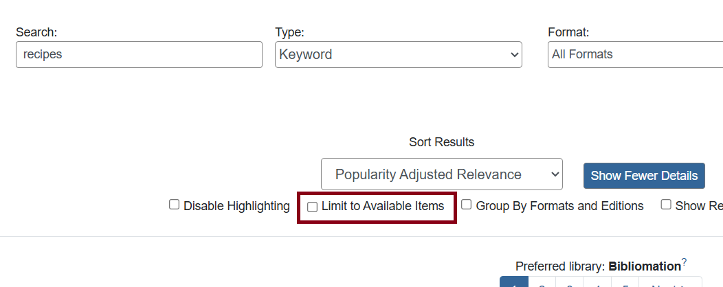 limit available search results