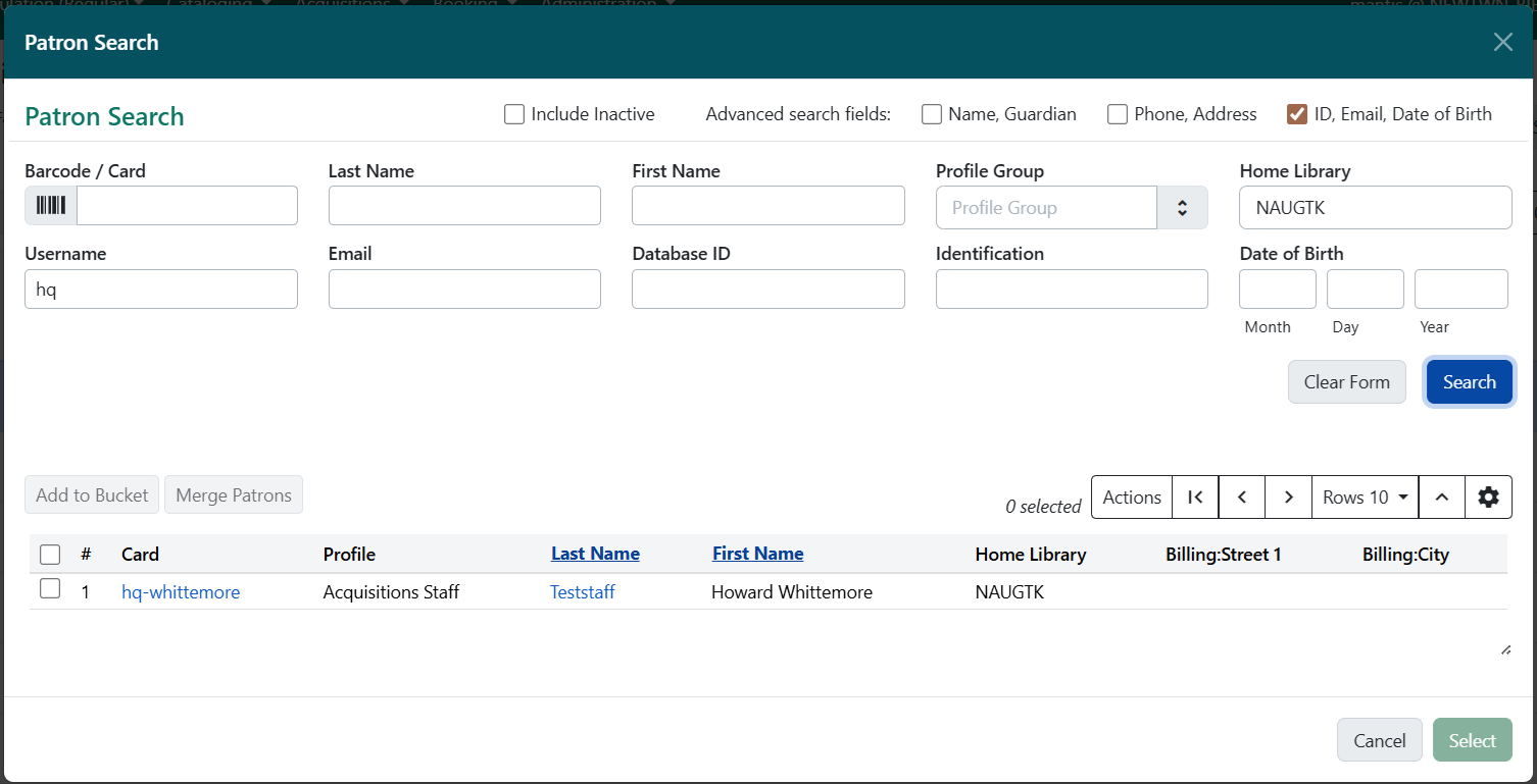 bucket patron search