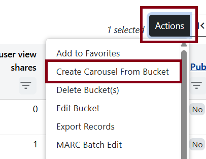 carousel bucket option