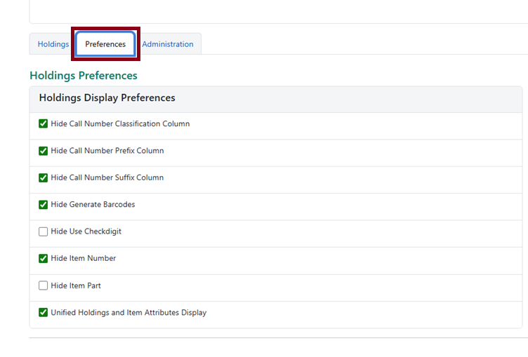 holdings preferences