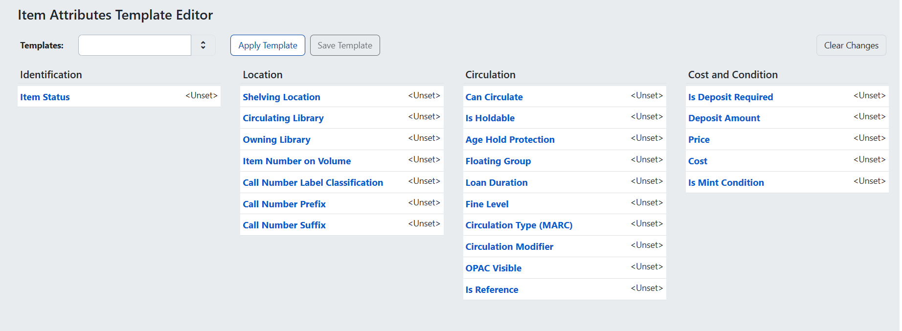 new holdings template editor