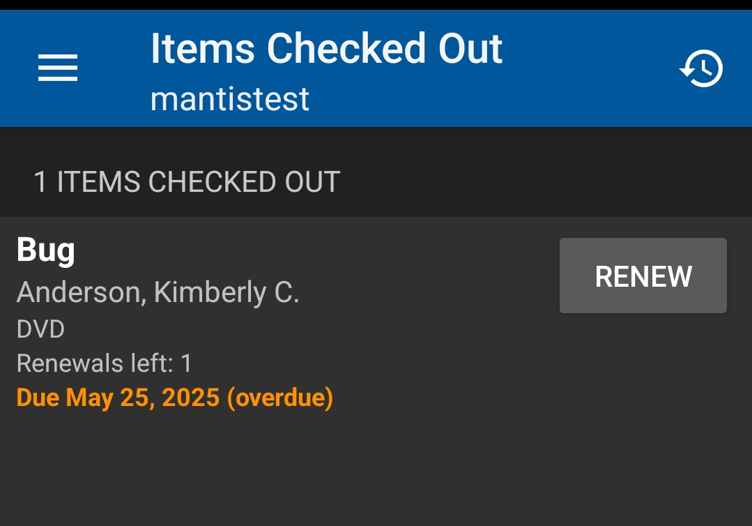 items checked out screen