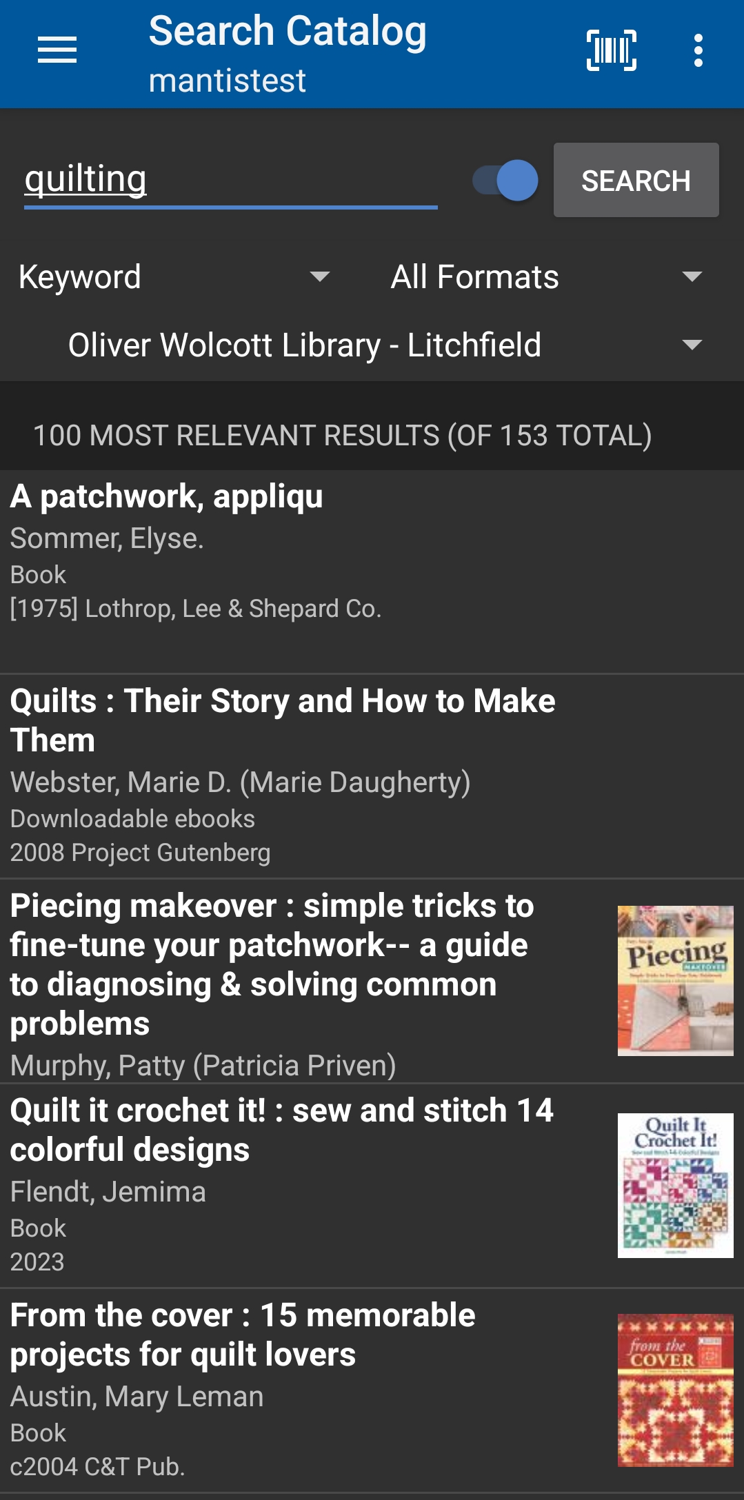 quilting keyword search results