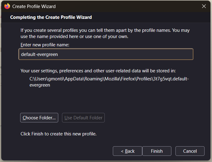 firefox profile wizard