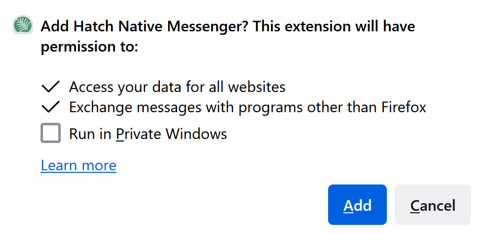 Extension Confirmation Dialog