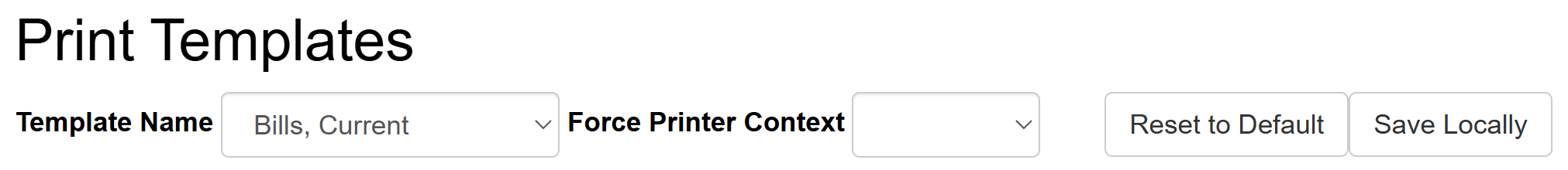 Print Templates Configuration