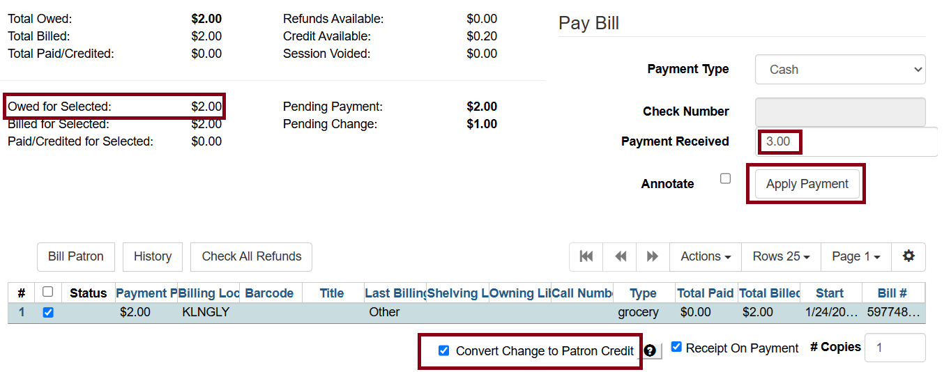 patron credit payment