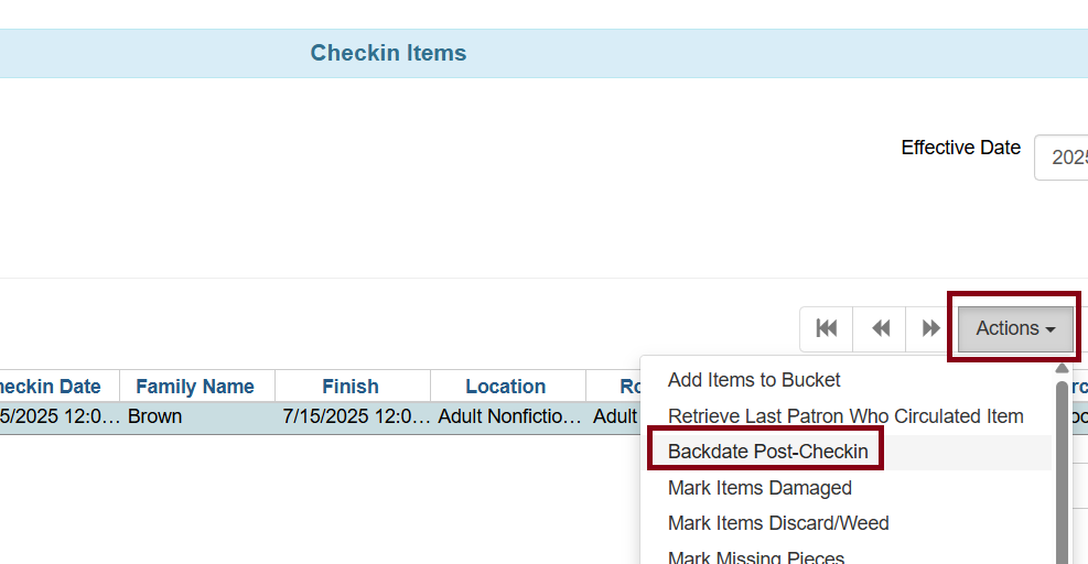 backdate post action