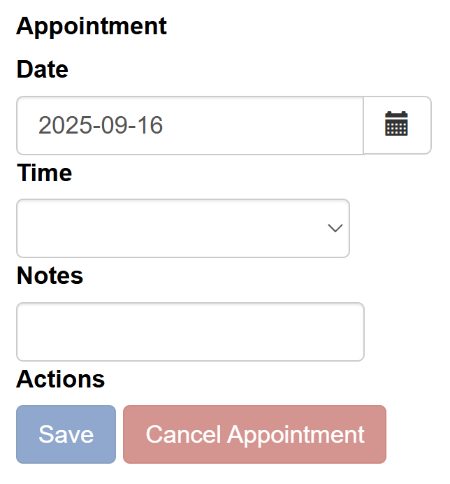 make new appointment form