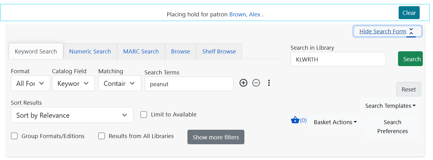 search form expanded