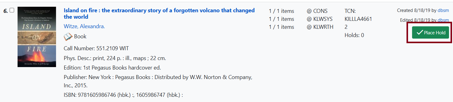 title level place hold