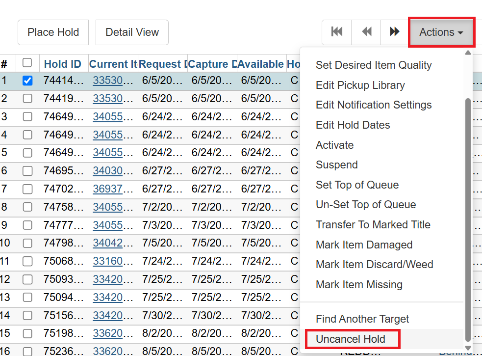 uncancel holds