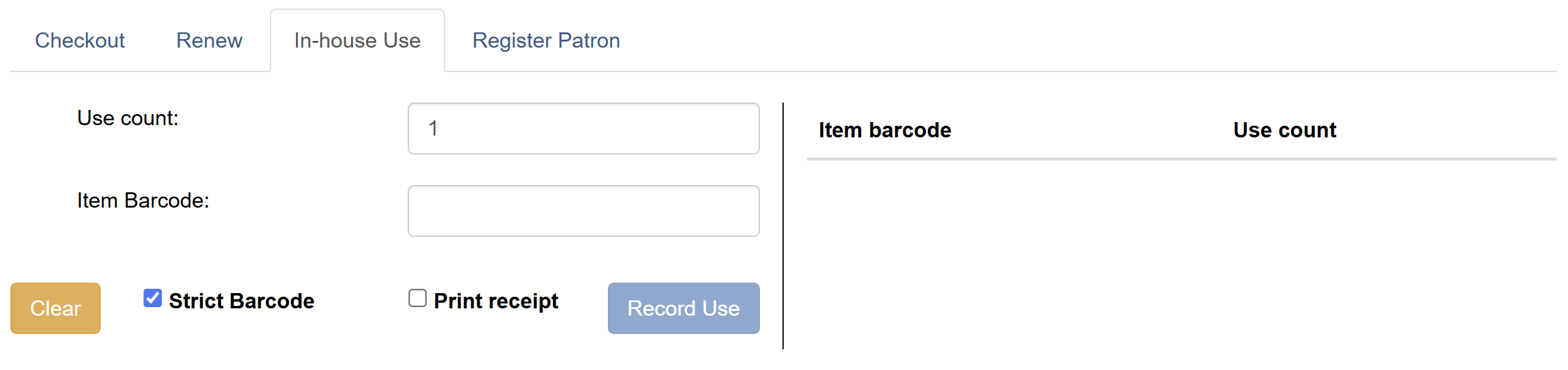Offline in-house use interface