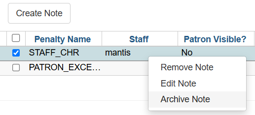 archive note option