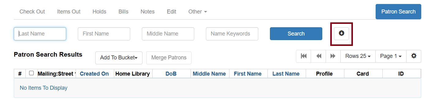 patron search expand button