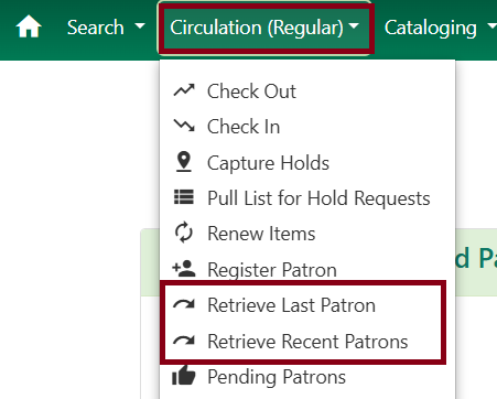 retrieve patron options