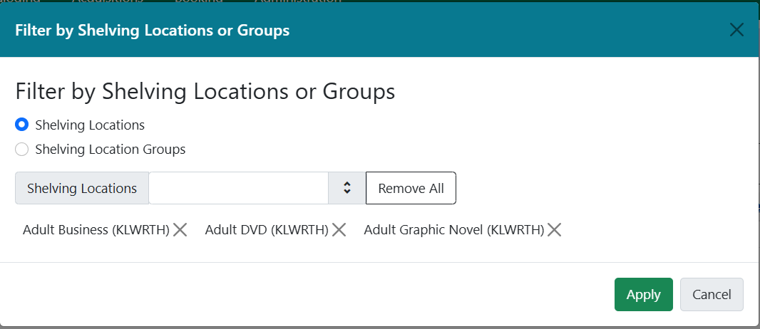 shelving locations multiple
