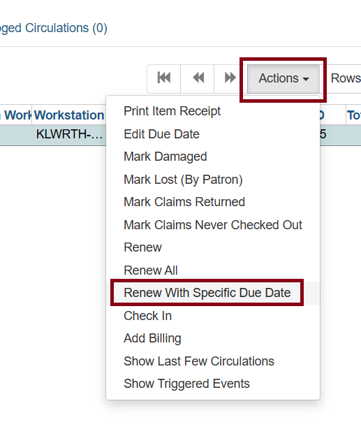 renew specific action