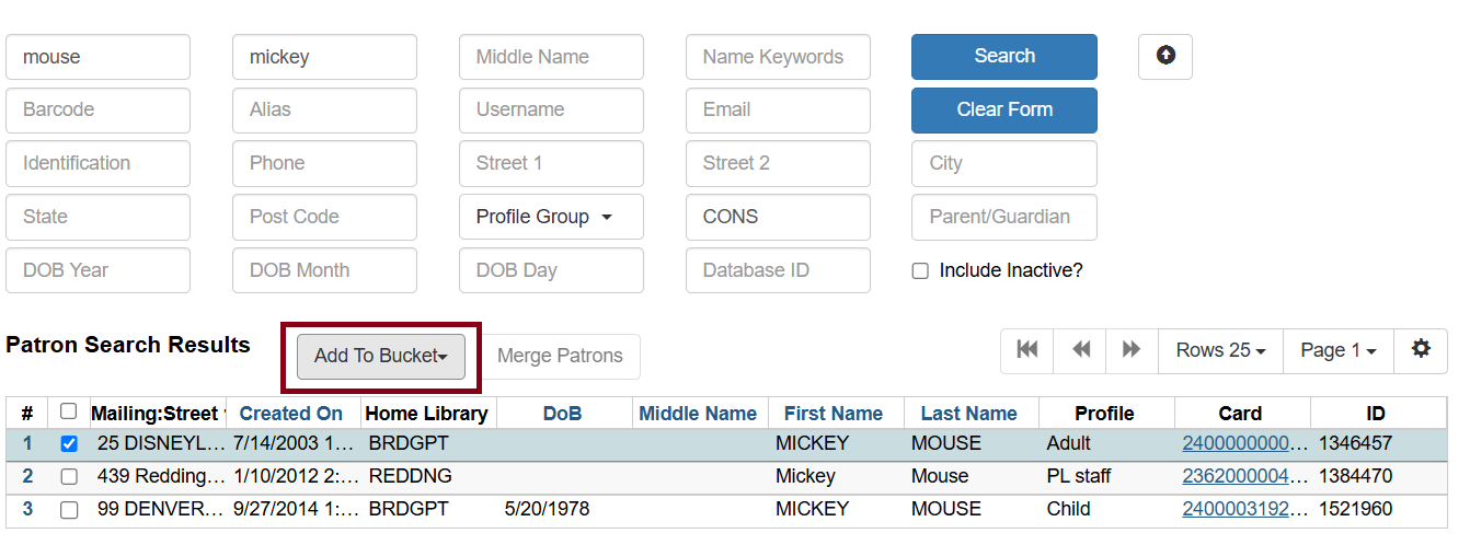 add to bucket button