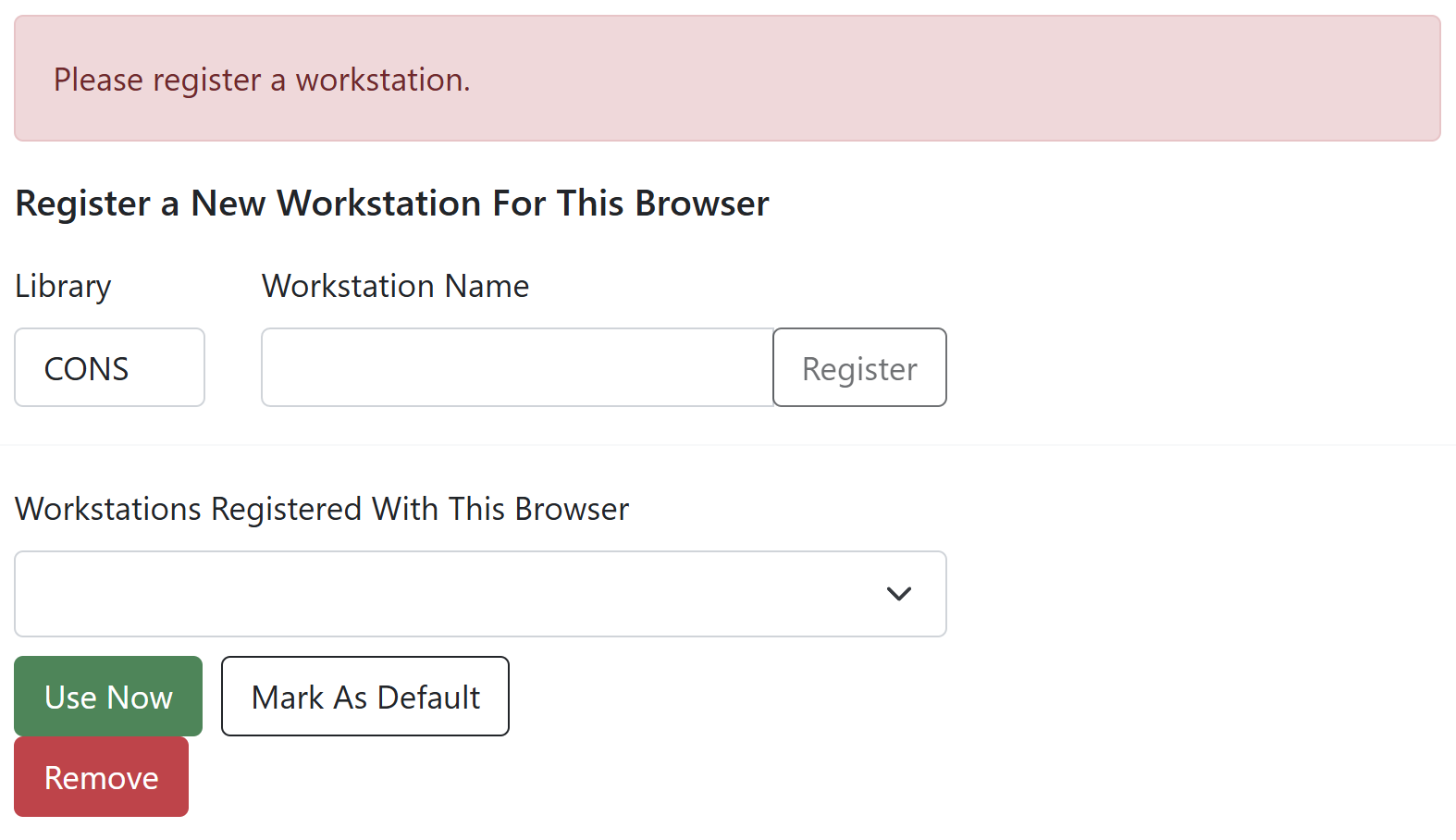 workstation registration