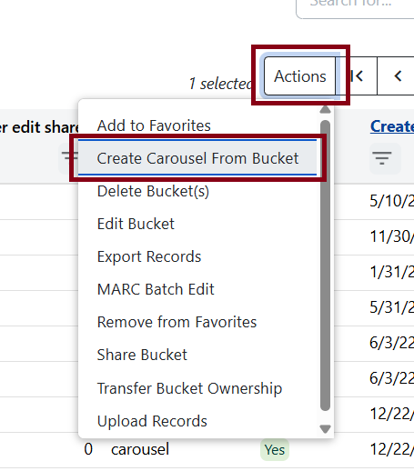 create carousel bucket