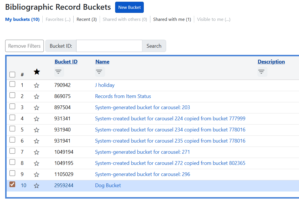 select record bucket