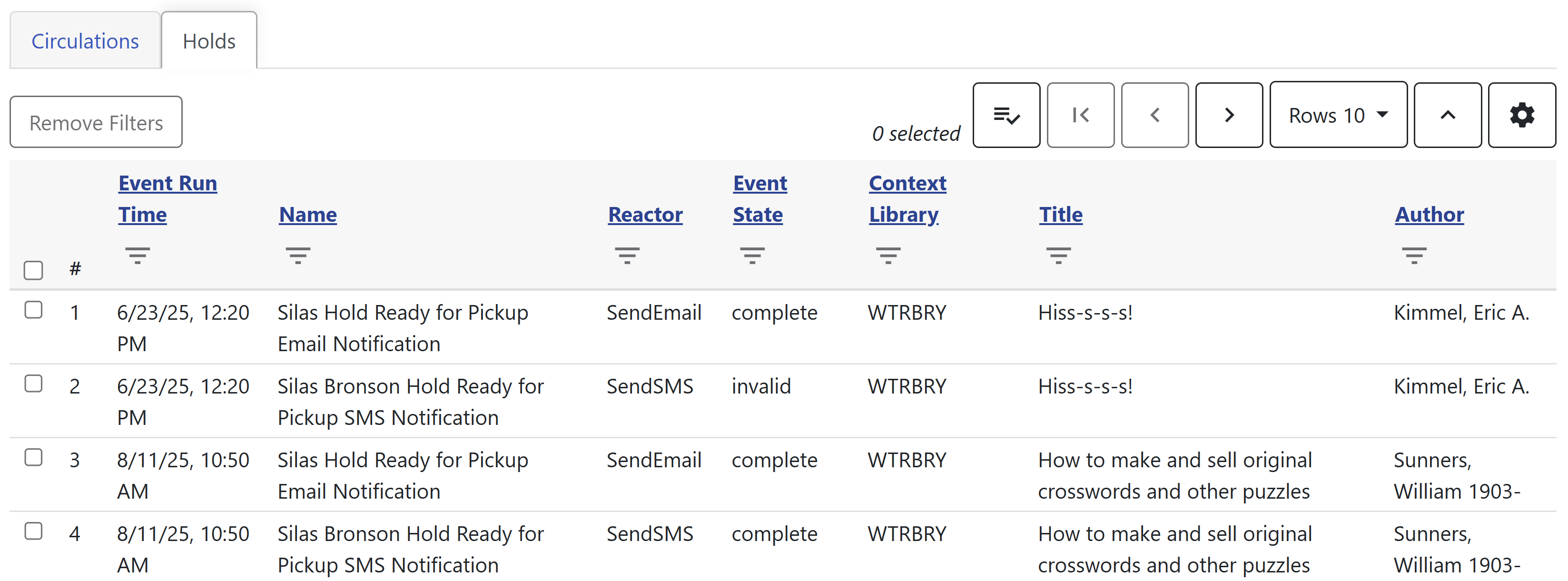 holds triggered events
