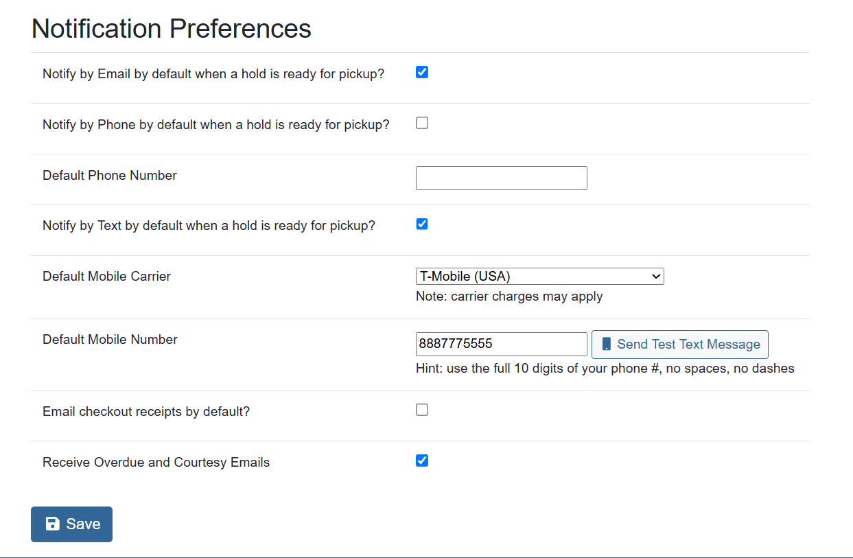 opac edit preferences