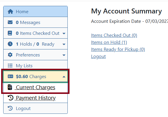 current charges nav