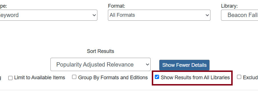 show results all libraries checkbox