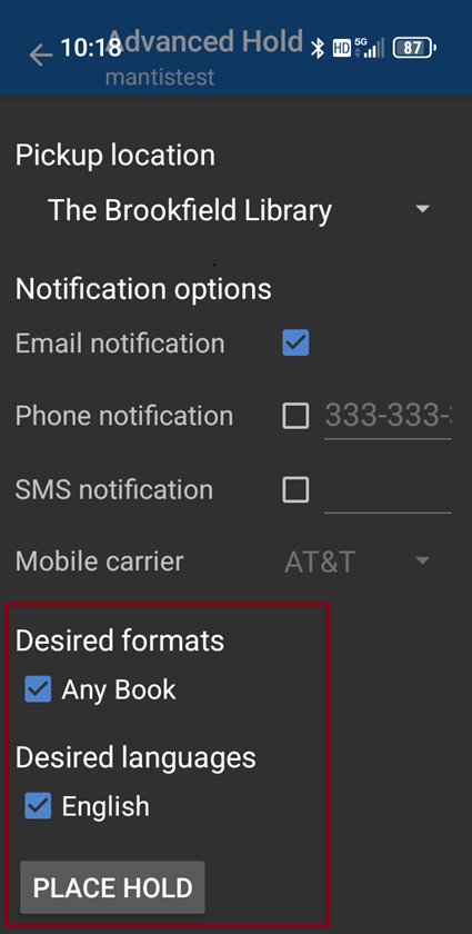 Advanced hold options
