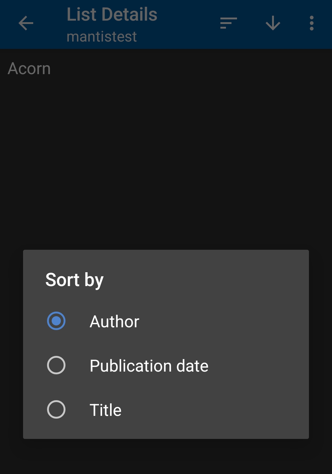 list sort options