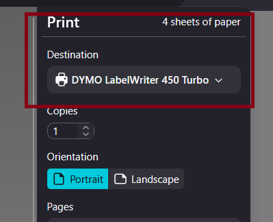 firefox select printer