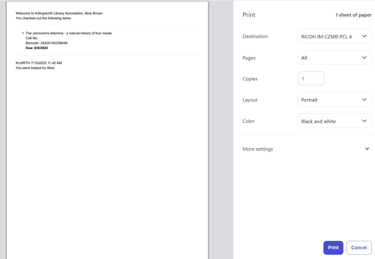 check out slip